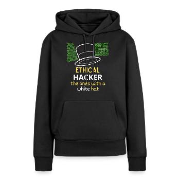 Ethical Hacker White Hat - Sweat à capuche Premium bio Femme - noir - Devant - Julia (174cm)