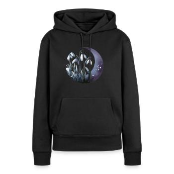 Perce-neige dessiné - Sweat à capuche Premium bio Femme - noir - Devant - Julia (174cm)