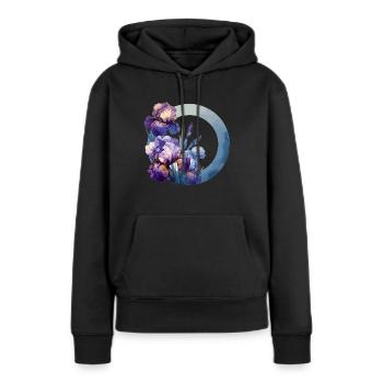 Iris dessinés - Sweat à capuche Premium bio Femme - noir - Devant - Julia (174cm)