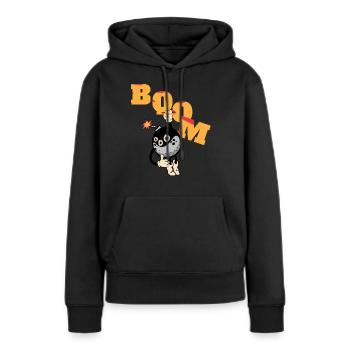 Boom - Frauen Premium Bio Hoodie - Schwarz - Vorne - Julia (174cm)