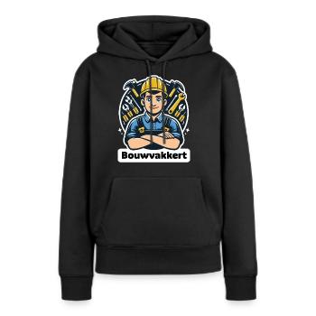 Ouvrier du bâtiment - Sweat à capuche Premium bio Femme - noir - Devant - Julia (174cm)