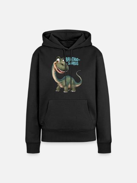 DINOSAURIER, BRACHIO SAURUS - Frauen Premium Bio Hoodie - Schwarz