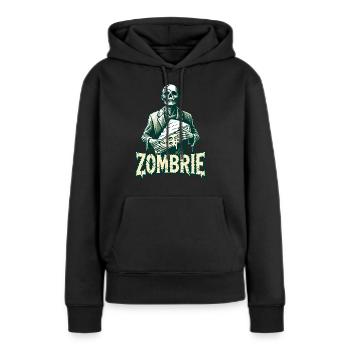Zombie Zombrie Brie Fromage d’Halloween Zombie - Sweat à capuche Premium bio Femme - noir - Devant - Julia (174cm)