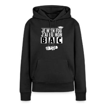 Cadeau Baccalauréat Bachelier Bachelière Bac 2024 - Sweat à capuche Premium bio Femme - noir - Devant - Julia (174cm)