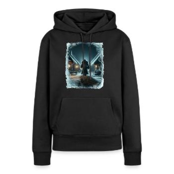 Väterchen Frost spaziert durch das eisige Dorf - Frauen Premium Bio Hoodie - Schwarz - Vorne - Julia (174cm)