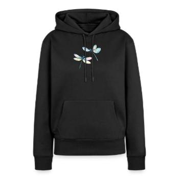 Libelle Duo Dragonfly Duo - Frauen Premium Bio Hoodie - Schwarz - Vorne - Julia (174cm)