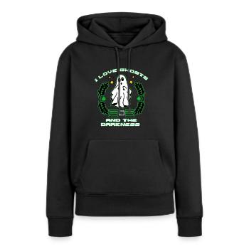 Ich liebe Geister und die Dunkelheit - Frauen Premium Bio Hoodie - Schwarz - Vorne - Julia (174cm)