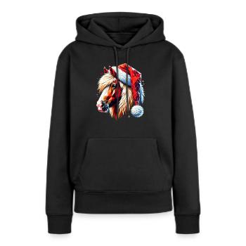 Original Polygon Kunst Haflinger Pferd Weihnachten - Frauen Premium Bio Hoodie - Schwarz - Vorne - Julia (174cm)