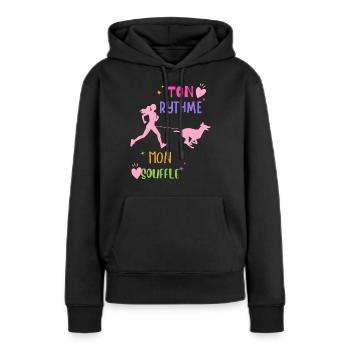 Canicross femme complicité chien sports canins - Sweat à capuche Premium bio Femme - noir - Devant - Julia (174cm)