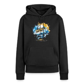 LA BULLE ET UN TOURBILLON - Sweat à capuche Premium bio Femme - noir - Devant - Julia (174cm)