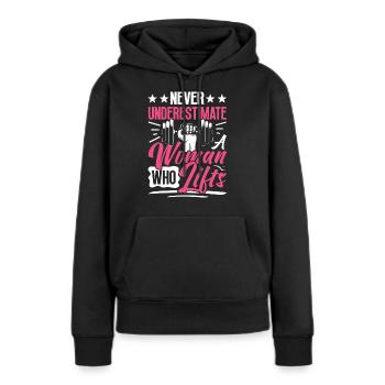 Femme forte Poids Haltérophilie Fitness Puissance - Sweat à capuche Premium bio Femme - noir - Devant - Julia (174cm)