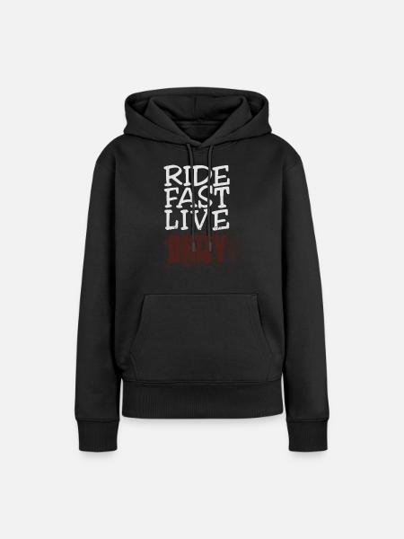 RIDE FAST LIVE DIRTY – Mountainbike - Motocross - Frauen Premium Bio Hoodie - Schwarz