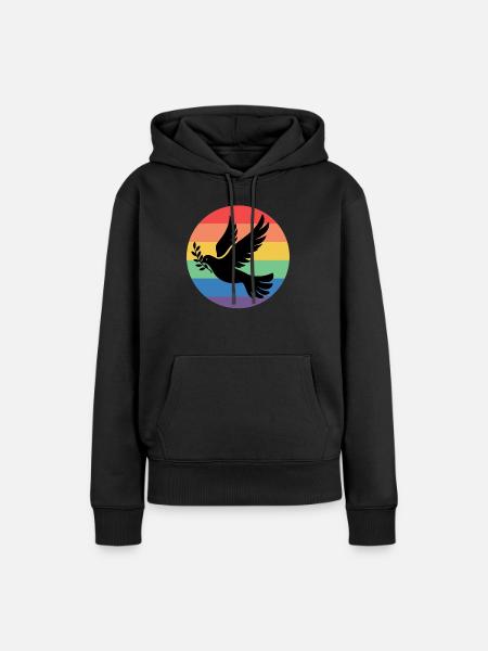 Friedenstaube Regenbogen Toleranz, Pence, Frieden - Frauen Premium Bio Hoodie - Schwarz