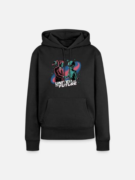 SHAKE HANDS FOR FUTURE - Frauen Premium Bio Hoodie - Schwarz
