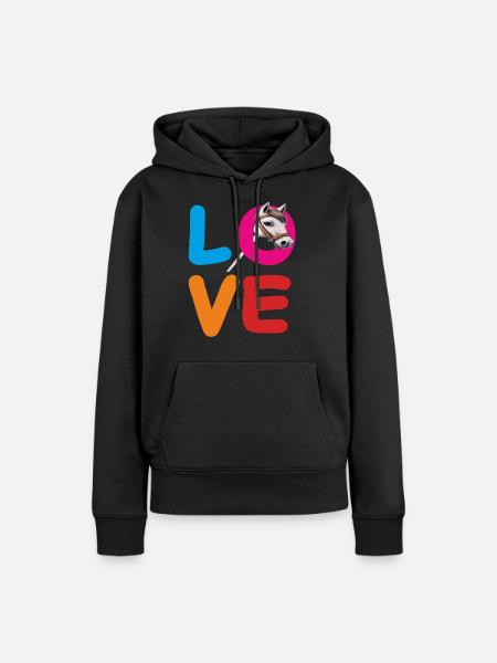 LOVE STECKENPFERD - Frauen Premium Bio Hoodie - Schwarz
