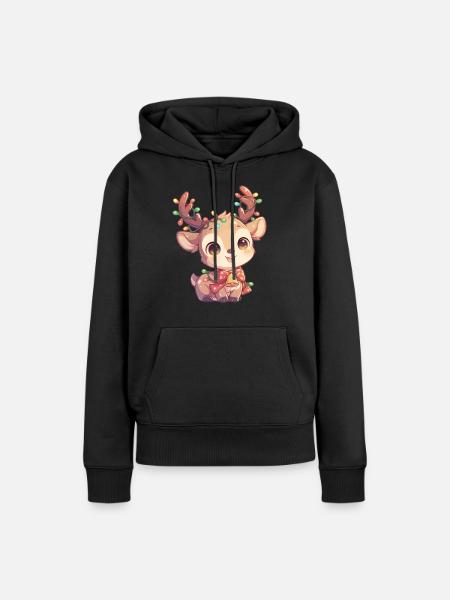 Rentiere Rentier - Frauen Premium Bio Hoodie - Schwarz
