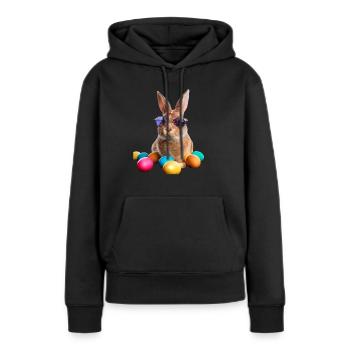 Osterhase - Frauen Premium Bio Hoodie - Schwarz - Vorne - Julia (174cm)