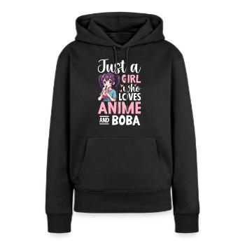 Just a Girl Who Loves Anime Boba Tea - Women’s Premium Organic Hoodie - black - Front - Julia (174cm)