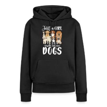 Just a Girl Who Loves Dogs - Frauen Premium Bio Hoodie - Schwarz - Vorne - Julia (174cm)