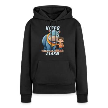 ALARME HIPPOPOTAME ENFANT - Sweat à capuche Premium bio Femme - noir - Devant - Julia (174cm)