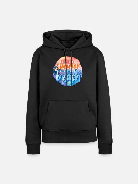 Hello Summer Beach - Frauen Premium Bio Hoodie - Schwarz
