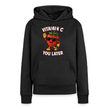 Drôle de fraise vitamine C fruits fruits - Sweat à capuche Premium bio Femme - noir - Devant - Julia (174cm)