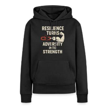 La résilience transforme l’adversité en force - Sweat à capuche Premium bio Femme - noir - Devant - Julia (174cm)
