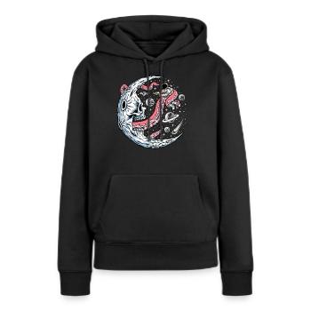 Bataille spatiale avec des tentacules extraterrestres - Sweat à capuche Premium bio Femme - noir - Devant - Julia (174cm)