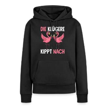Le plus malin se tourne vers Malle girls JGA Flamingo - Sweat à capuche Premium bio Femme - noir - Devant - Julia (174cm)
