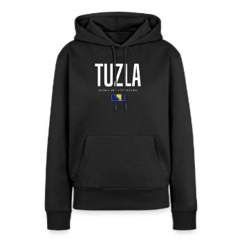 Tuzla Bosnien und Herzegowina - Frauen Premium Bio Hoodie - Schwarz - Vorne - Julia (174cm)