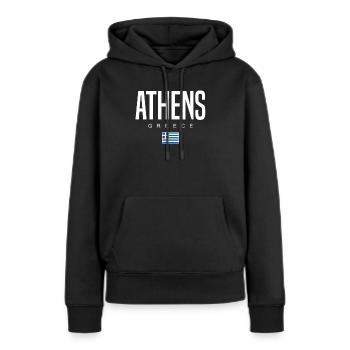 Athènes, Grèce - Sweat à capuche Premium bio Femme - noir - Devant - Julia (174cm)