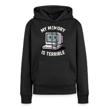 Ma mémoire est terrible Drôle d’ordinateur Drôle de codage - Sweat à capuche Premium bio Femme - noir - Devant - Julia (174cm)