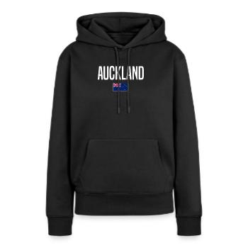 Auckland, Nouvelle-Zélande - Sweat à capuche Premium bio Femme - noir - Devant - Julia (174cm)
