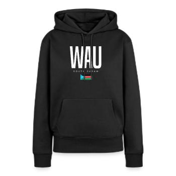 Wau Südsudan - Frauen Premium Bio Hoodie - Schwarz - Vorne - Julia (174cm)