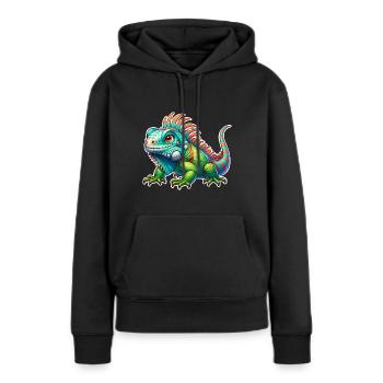 Iguane - Sweat à capuche Premium bio Femme - noir - Devant - Julia (174cm)