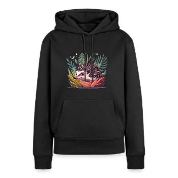 Hérisson mignon dans son habitat naturel - Sweat à capuche Premium bio Femme - noir - Devant - Julia (174cm)