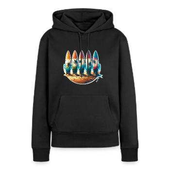 Surfeurs - Sweat à capuche Premium bio Femme - noir - Devant - Julia (174cm)