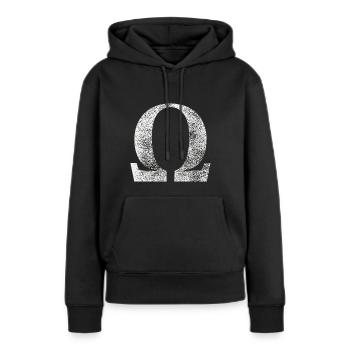 Signe Oméga - Sweat à capuche Premium bio Femme - noir - Devant - Julia (174cm)