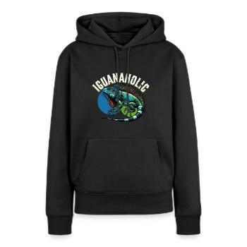 Iguane - Sweat à capuche Premium bio Femme - noir - Devant - Julia (174cm)