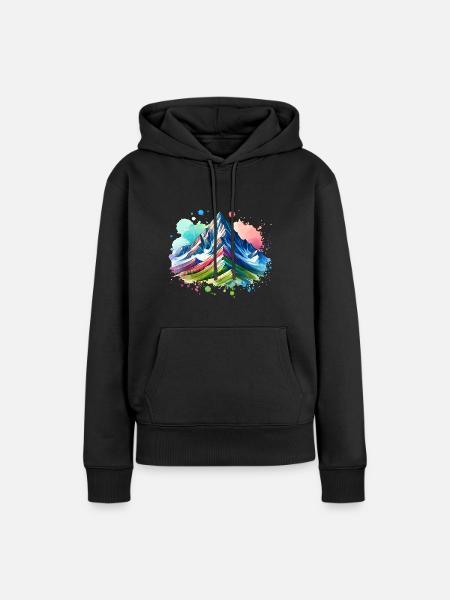 Berge - Frauen Premium Bio Hoodie - Schwarz