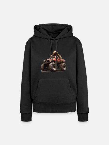 Faultier - Frauen Premium Bio Hoodie - Schwarz
