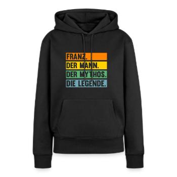 Franz - Frauen Premium Bio Hoodie - Schwarz - Vorne - Julia (174cm)
