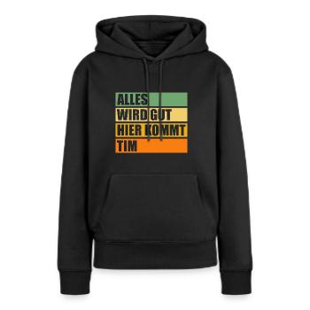 Tim - Frauen Premium Bio Hoodie - Schwarz - Vorne - Julia (174cm)