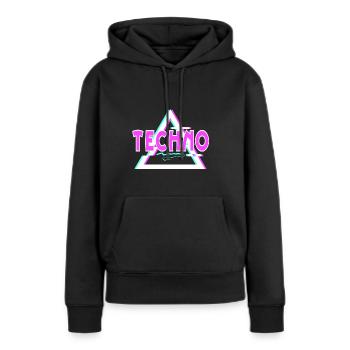 Techno - Sweat à capuche Premium bio Femme - noir - Devant - Julia (174cm)