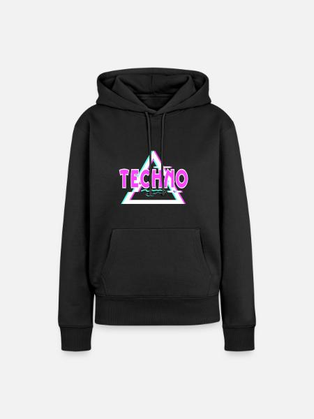 Techno - Frauen Premium Bio Hoodie - Schwarz