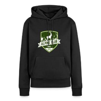 club alpin - Sweat à capuche Premium bio Femme - noir - Devant - Julia (174cm)