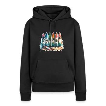 Surfeurs - Sweat à capuche Premium bio Femme - noir - Devant - Julia (174cm)