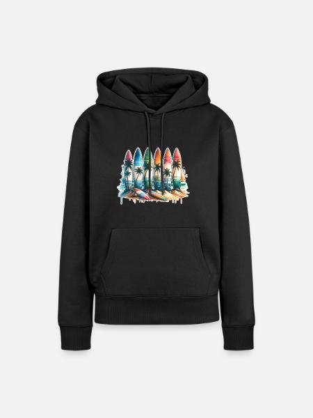 Surfen Surfer - Frauen Premium Bio Hoodie - Schwarz
