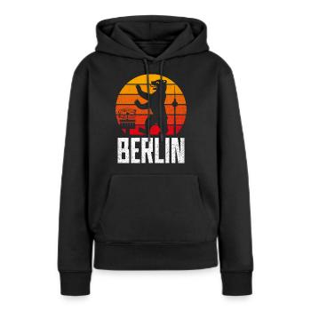 BERLIN BEAR ALEX SUN GRUNGE VINTAGE - Sweat à capuche Premium bio Femme - noir - Devant - Julia (174cm)