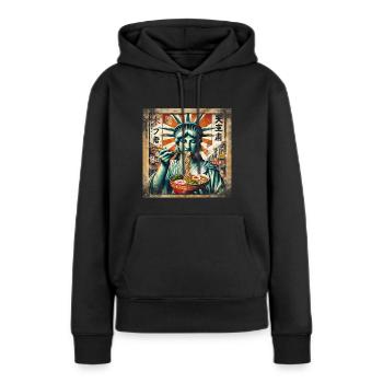 Freiheitsstatue Ramen - Frauen Premium Bio Hoodie - Schwarz - Vorne - Julia (174cm)